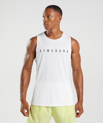 Gymshark Sport Stripe Muške Majica Bez Rukava Bijele | HR 2239XYU